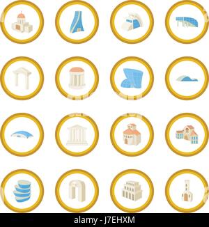 Architecture set icon circle Stock Vector