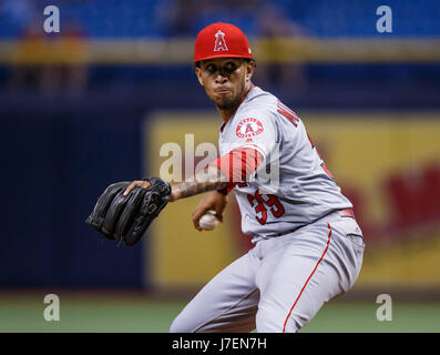 May 23, 2017 - Los Angeles Angels relief pitcher Keynan Middleton (39) pitching in the 9th inning in the game between the Angels and the Rays at Tropicana Field, St. Petersburg, Florida, USA. Del Mecum/CSM Stock Photo