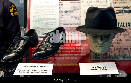 Roscoe, Illinois, USA. 24th May, 2017. Jack Ruby's shoes and hat are displayed at the Historic Auto Attractions Museum. The museum's holdings include the world's largest collection of presidential and world leaders' automobiles, and 36,000 square feet worth of displays of cultural artifacts and historical oddities from the 20th Century. Credit: Brian Cahn/ZUMA Wire/Alamy Live News Stock Photo