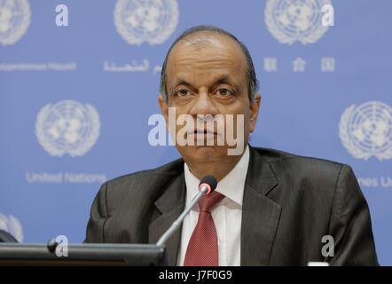 United Nations, New York, USA, May 24 2017 - Atul Khare, Under Secretary-General for Field Support briefs journalists on the occasion of the International Day of United Nations Peacekeepers today at the UN Headquarters in New York. Photo: Luiz Rampelotto/EuropaNewswire | usage worldwide Stock Photo