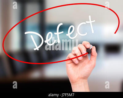 Man Hand writing Defect with black marker on visual screen Stock Photo ...