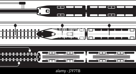 Electrical rail trains from above - vector illustration Stock Vector