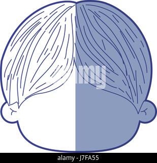 blue shading silhouette of faceless head of little boy with short hair Stock Vector