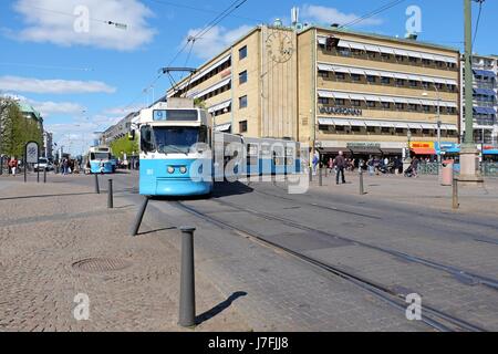 Gothenburg, Sweden - May, 2017:  Tram on a street in Gothenburg, Sweden. Stock Photo