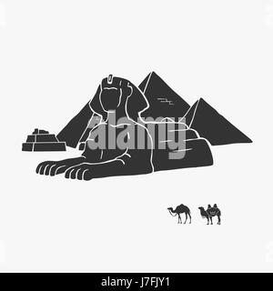 Egyptian Pyramids And Camels Vector Illustration Stock Vector