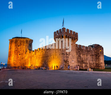 Kamerlengo Fortress in Trogir in the Evening, Dalmatia, Croatia Stock Photo