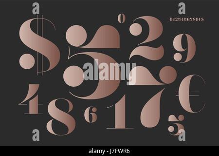 Font of numbers in classical french didot style Stock Vector