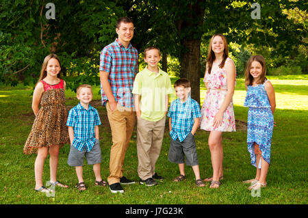 Seven siblings portrait Stock Photo