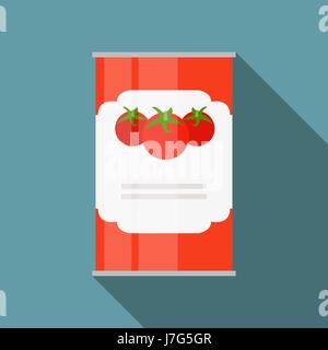Tomato Sauce, Soup Can Template in Modern Flat Style Isolated on Stock Vector
