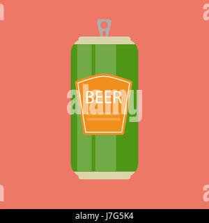 Beer Bottle Template in Modern Flat Style Icon on White. Materia Stock Vector