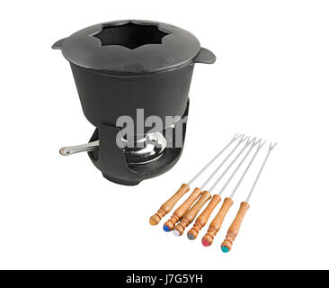 tool isolated iron flush cast pot fondue fork food aliment life exist existence Stock Photo