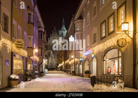 Franz Josef street in winter, Schwaz, Tyrol, Austria Stock Photo