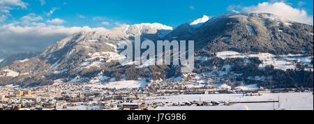View of Schwaz, Winter, at back Kellerjoch and Arbeser, Tyrol, Austria Stock Photo