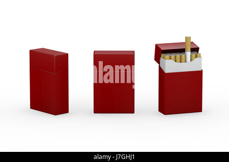 Blank red package  of cigarettes with clipping path, ready for your label, artwork and design Stock Photo