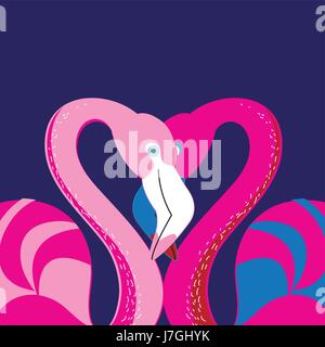 Vector in love with a flamingo on a blue background Stock Vector