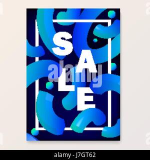 Bright poster for your sales discounts and promotions. 3d shapes Stock Vector