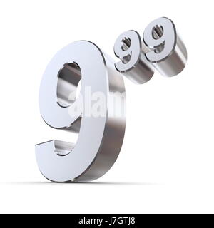 silver number metallic price nine big large enormous extreme powerful imposing Stock Photo