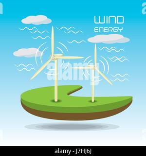 flat landscape releated with windpower Stock Vector