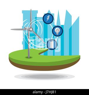 flat landscape releated with windpower Stock Vector
