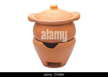 Pot and charcoal stove. isolated on white background,with clipping path Stock Photo