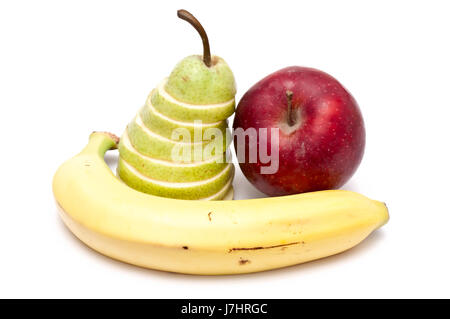 vitamine fruit apples apple pear bulb banana food aliment health vitamine green Stock Photo