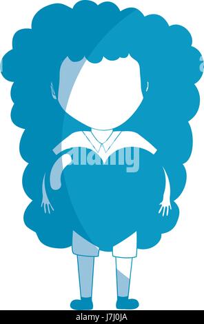 silhouette pretty girl with heart and casual wear Stock Vector