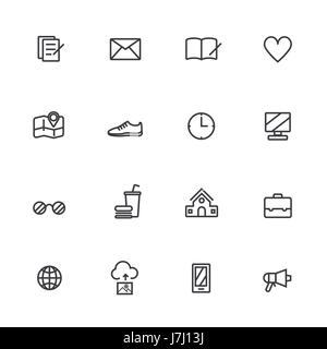 Universal line icons set on white background Stock Vector
