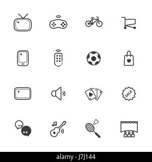 Activity and entertainment. Vector line icons set Stock Vector