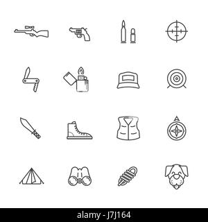 Hunting Activity Line icons. Stock Vector
