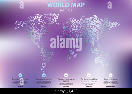 Dotted world map vector illustration. Business concept about world map global elements. Blue technology colors Stock Vector