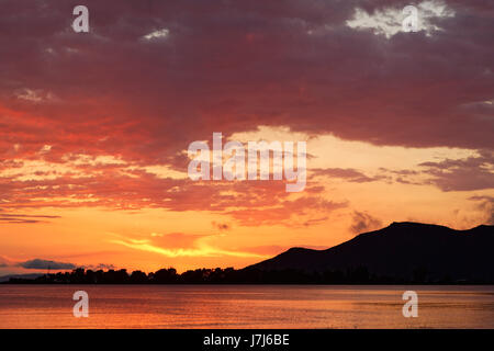 Sunset on the Neretva River delta, Croatia Stock Photo