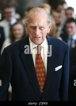 The Duke of Edinburgh hosts the Duke of Edinburgh's Award gold award presentations at Hillsborough Castle in Co Down. Stock Photo