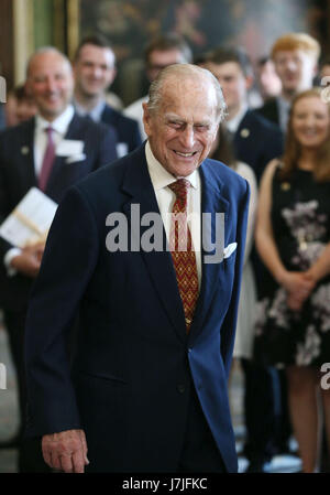 The Duke of Edinburgh hosts the Duke of Edinburgh's Award gold award presentations at Hillsborough Castle in Co Down. Stock Photo