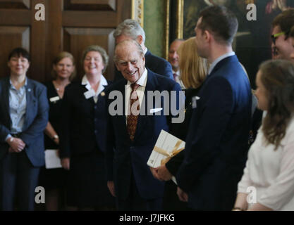 The Duke of Edinburgh hosts the Duke of Edinburgh's Award gold award presentations at Hillsborough Castle in Co Down. Stock Photo