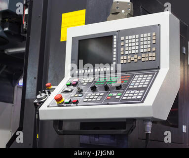 Control panel of cnc machining center. Selective focus Stock Photo