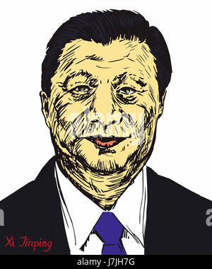 Xi Jinping, General Secretary of the Communist Party of China, President of the People's Republic of China, drawn by hand illustration Stock Photo