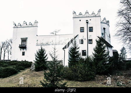Beautiful chateau Strazky, Slovak republic. Cultural heritage. Architectural theme. Cold photo filter. Stock Photo