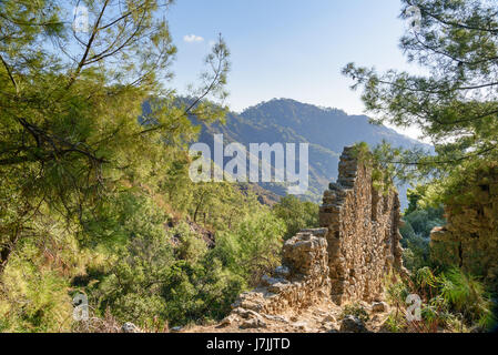 Ruins of temple of Hephaestus on Chimaera Mount. Turkey Stock Photo