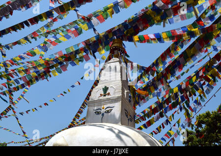 Swayambhu Swayambhunath Stupa Monkey Temple in Kathmandu, Nepal. Stock Photo