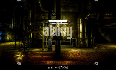 Industrial metal interior night Stock Photo