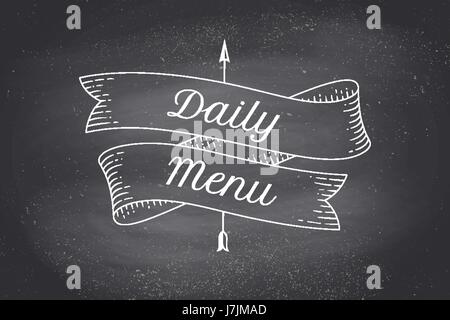Old school vintage ribbon with text Daily menu Stock Vector