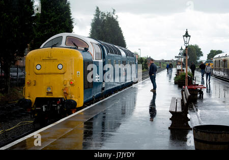 Class 55 Deltic diesel locomotive No  55018 'Ballymoss' at the Severn Valley Railway, Kidderminster, UK Stock Photo