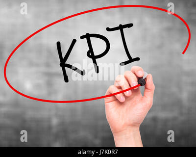 Man Hand writing KPI (Key Performance Indicator) with black marker on ...