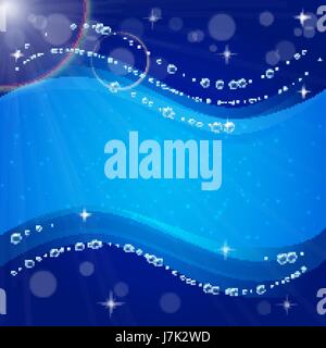 Sunny water background with bubbles and flare Stock Vector
