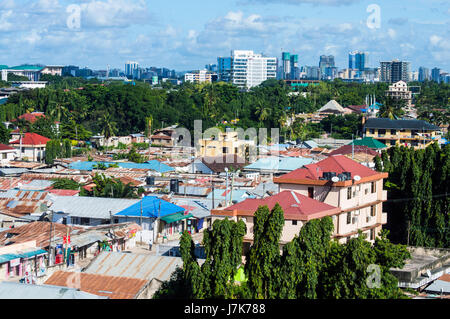 Aerial view looking southeast to the city center from Namanga near Oyster Bay, Dar es Salaam, Tanzania Stock Photo