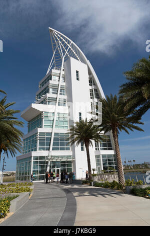 Exploration Tower at Port Canaveral Florida USA. Building with interactive exxhibits popular with tourists. April 2017 Stock Photo