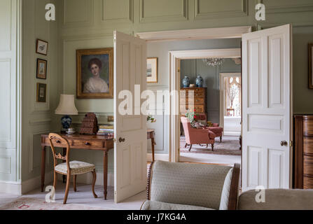 View through a series of open doors and rooms to bathroom at the end. Stock Photo