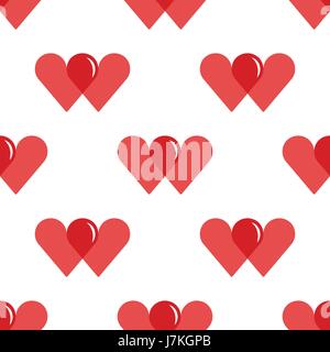 World Blood Donor Day, tileable background. Two overlapping hearts forming a drop of blood symbolize blood donation and charity. Vector seamless patte Stock Vector