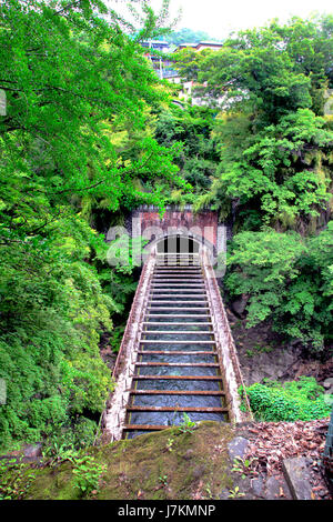 The Aqueduct for Power Station over Katsuragawa River at Saruhashi Otsuki city Yamanashi Japan Stock Photo