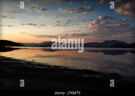 Sunrise on the Neretva River delta, Croatia Stock Photo